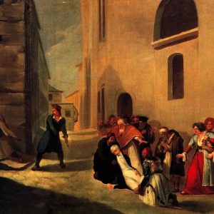 «Η δολοφονία του Καποδίστρια», Δ. Τσόκος, 1850. Μουσείο Μπενάκη, Αθήνα.