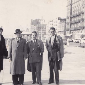 Ηλίας Υψαρίδης, Γιώργος Τοφαρίδης, Σπύρος Κυπριανού και Μάρκος Σπανός στο Brighton. Προσωπικό Αρχείο Μ. Σπανού.
